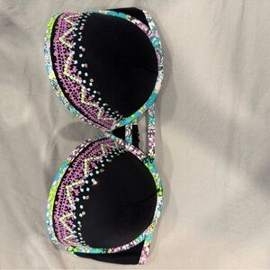 Victoria's Secret Floral Bikini Top with Black and Pink